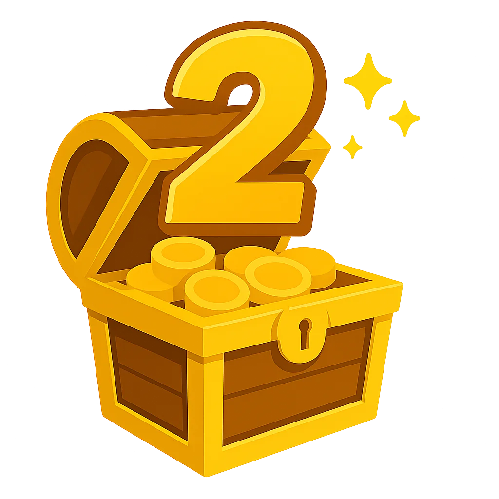 Treasure chest labeled with number 2, representing the reward redemption step on LootSplash.