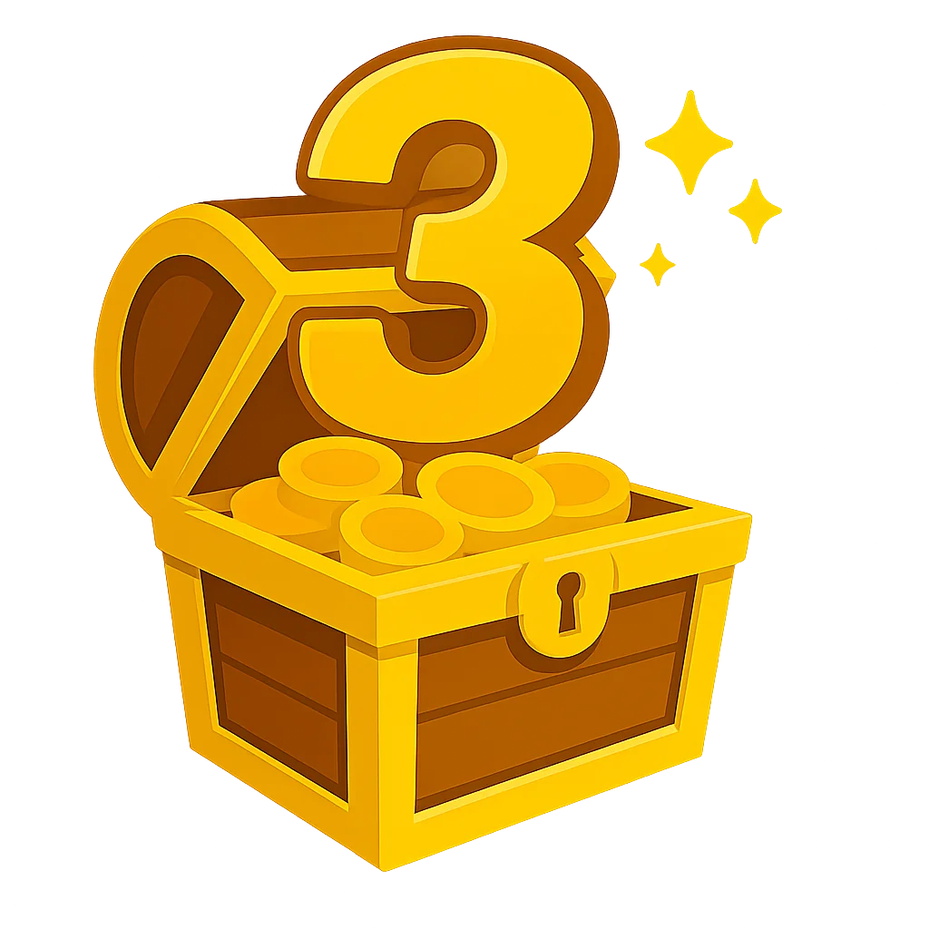 Treasure chest labeled with number 3, symbolizing bonus rewards through special offers on LootSplash.